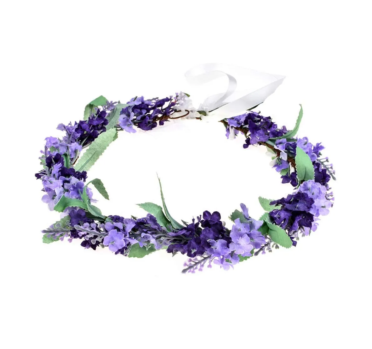 Vividsun Lavender Flower Crown Floral Wreath Headband Photo Props (Mix/purple)