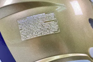 Warning Label Decal for Football Helmets (White)