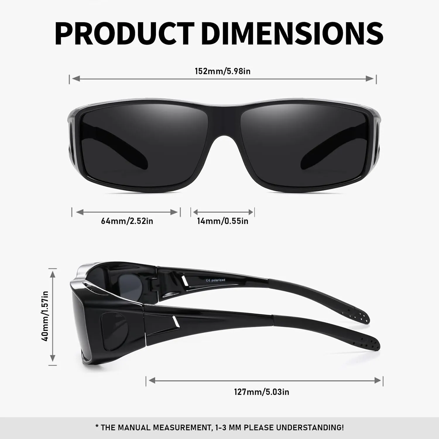 Wzerry Fit Over Glasses Sunglasses for Women Men, Polarized Oversized Sun Glasses for Prescription Glasses UV400 Protection