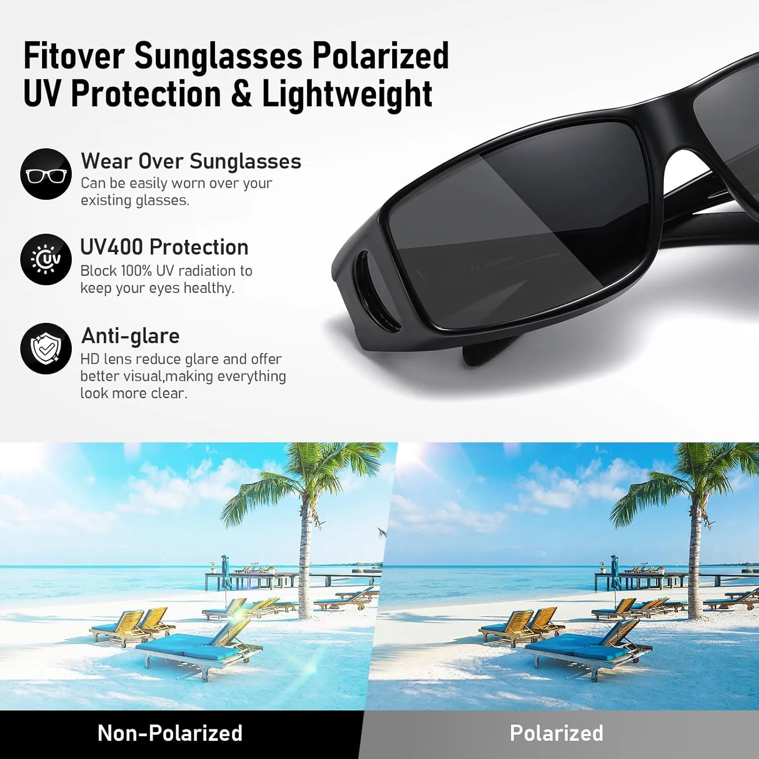 Wzerry Fit Over Glasses Sunglasses for Women Men, Polarized Oversized Sun Glasses for Prescription Glasses UV400 Protection