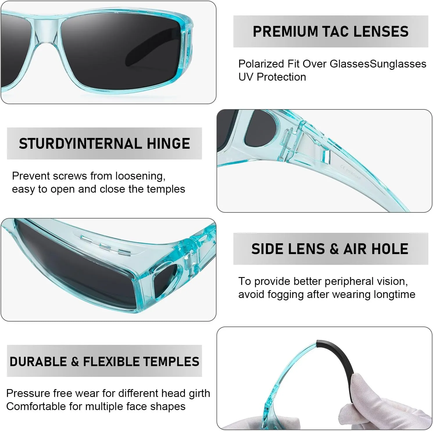 Wzerry Fit Over Glasses Sunglasses for Women Men, Polarized Oversized Sun Glasses for Prescription Glasses UV400 Protection