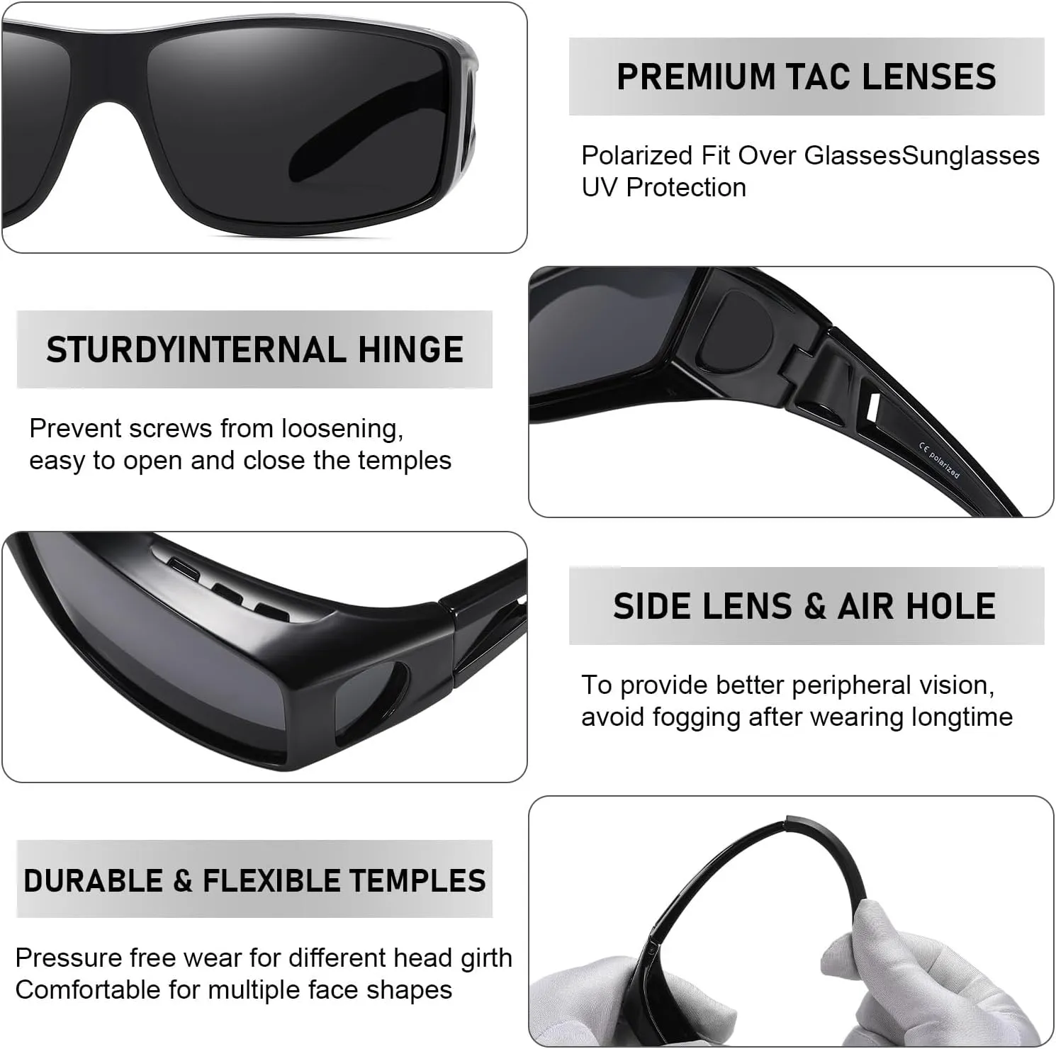 Wzerry Fit Over Glasses Sunglasses for Women Men, Polarized Oversized Sun Glasses for Prescription Glasses UV400 Protection