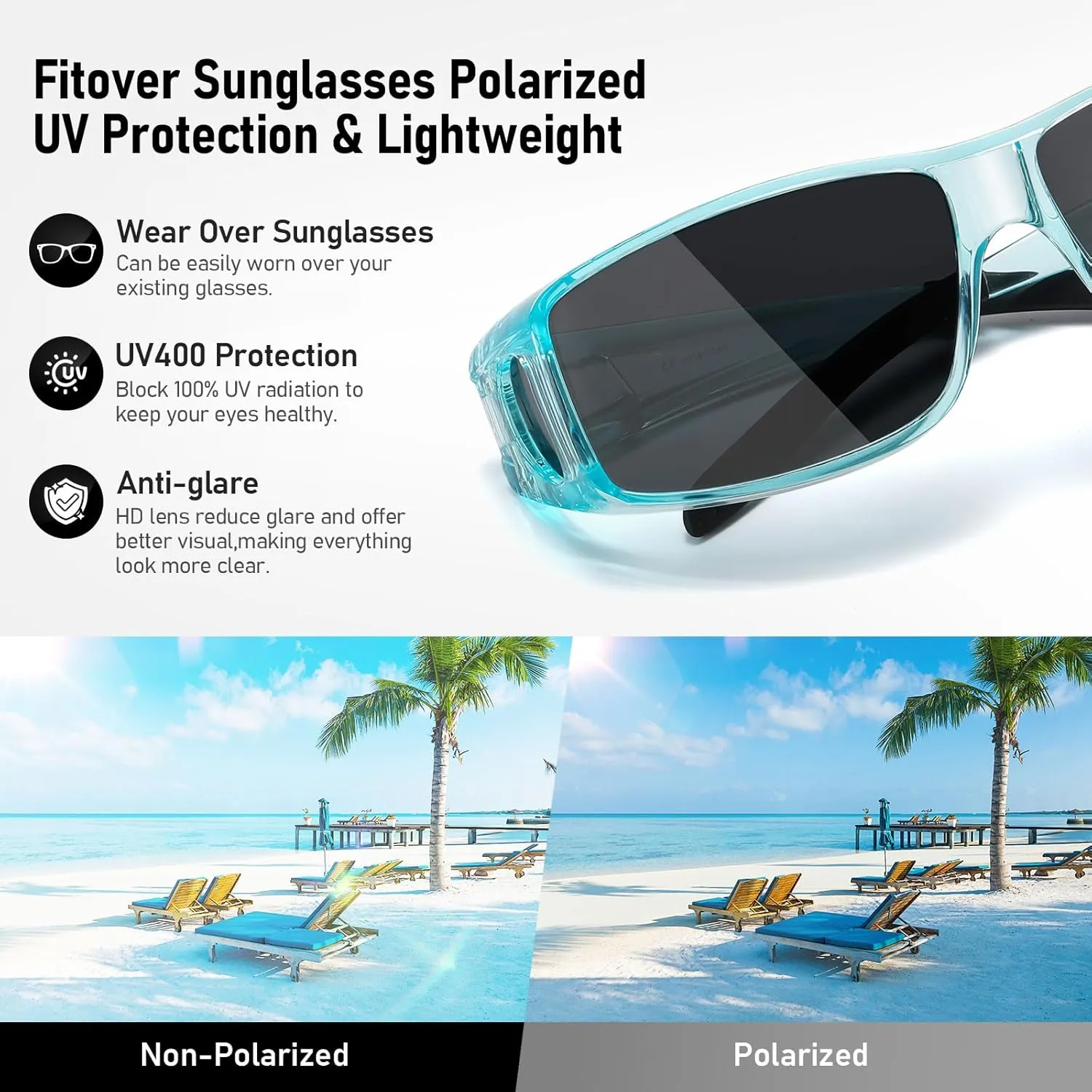Wzerry Fit Over Glasses Sunglasses for Women Men, Polarized Oversized Sun Glasses for Prescription Glasses UV400 Protection