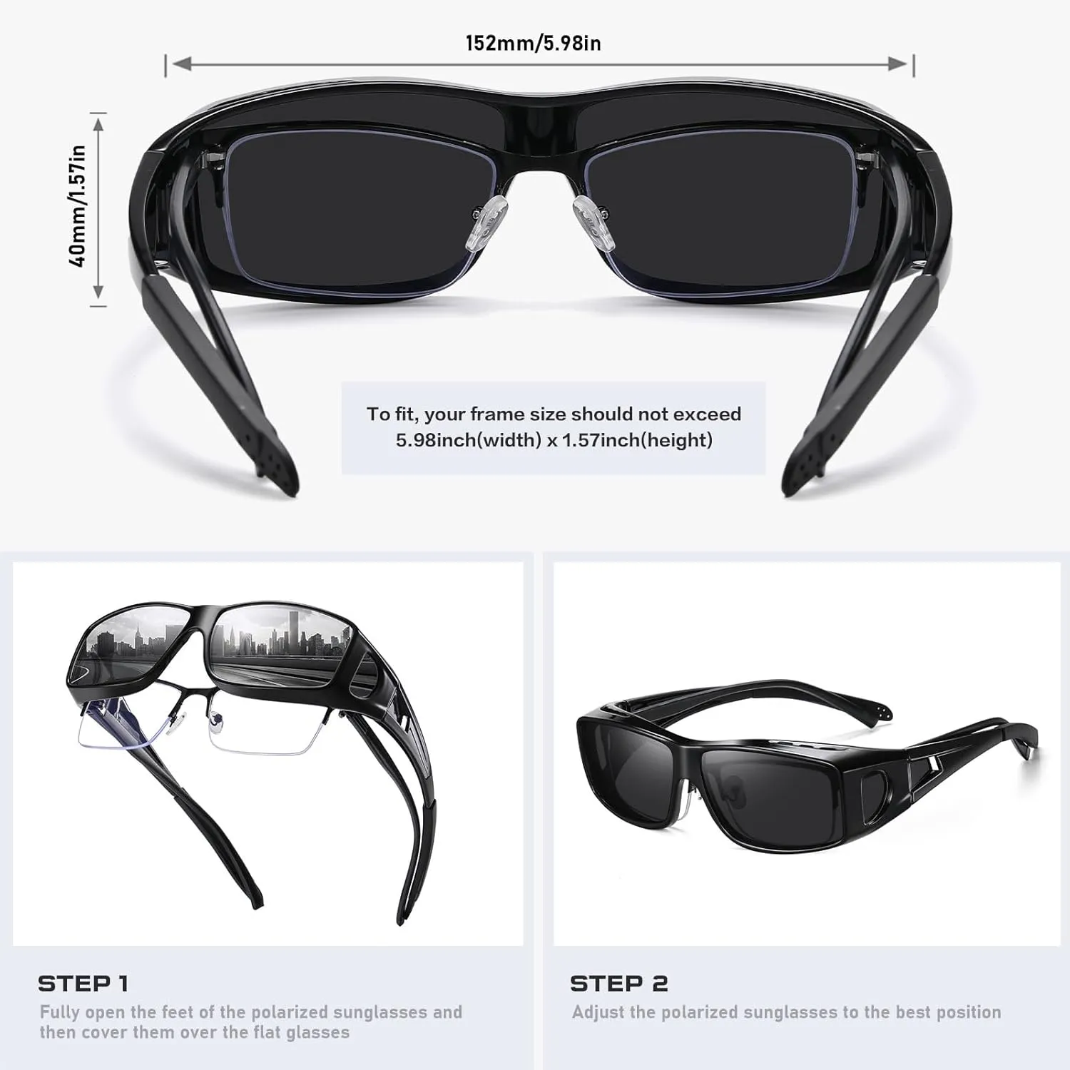 Wzerry Fit Over Glasses Sunglasses for Women Men, Polarized Oversized Sun Glasses for Prescription Glasses UV400 Protection