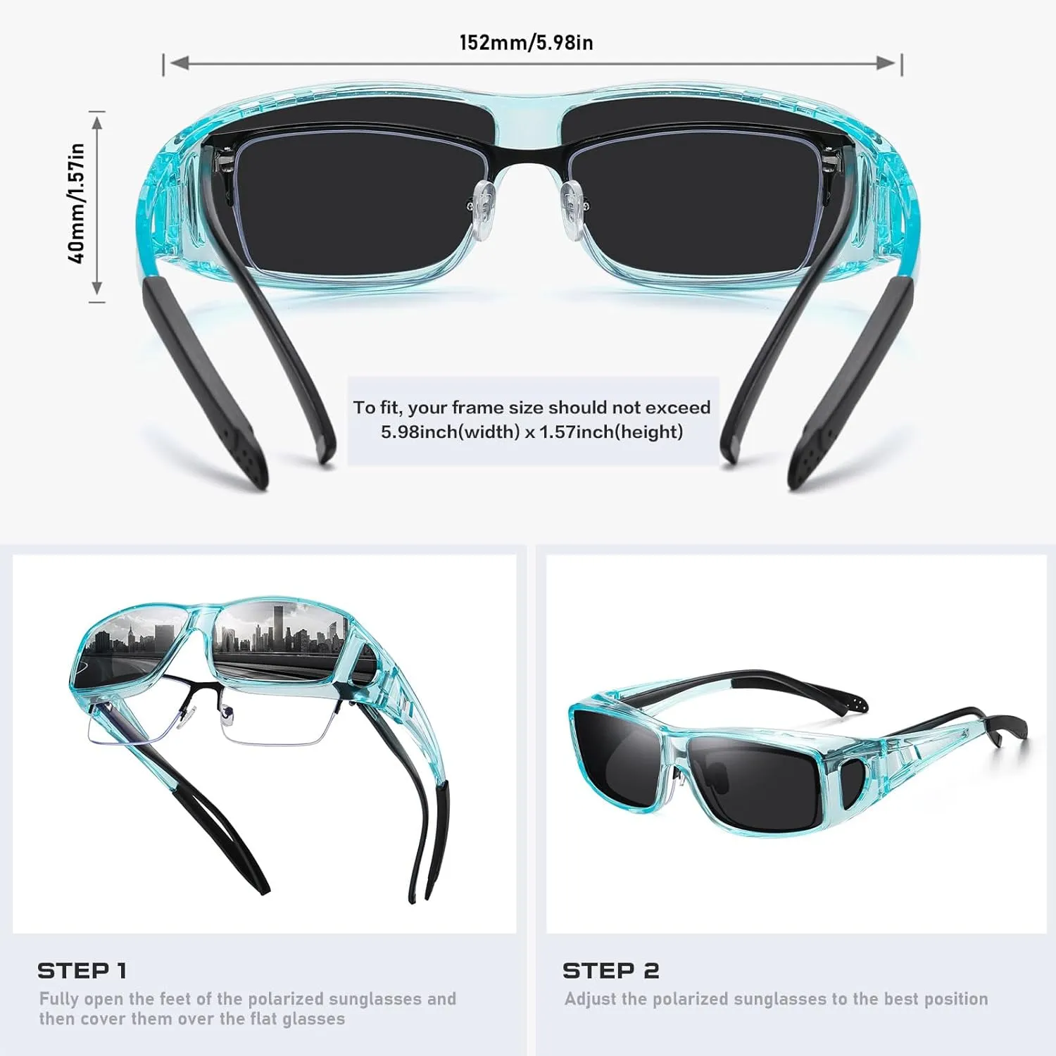 Wzerry Fit Over Glasses Sunglasses for Women Men, Polarized Oversized Sun Glasses for Prescription Glasses UV400 Protection