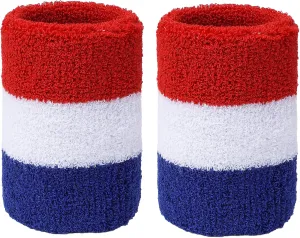 Yolev Striped Wrist Sweatbands Moisture Wicking Sweat Absorbing Cotton Sweat Band for Men and Women Athletic Cotton Terry Cloth Wristbands